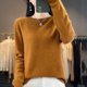 thumbnail image 1 of Suéter de punto de lana merino 100 % pura para mujer, jersey de cuello redondo a la moda para otoño e invierno, jersey sin costuras, ropa cálida de cachemira, 1 of 5