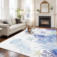 thumbnail image 2 of Purple Coastal Area Rugs 8'x10', Small Throw Rugs for Living Room Patio, Summer Ocean Coral Jellyfish Seahorse Starfish Indoor Outdoor Rug Non-Slip Low Pile Carpet Runner Reversible Floor Mats, 2 of 8