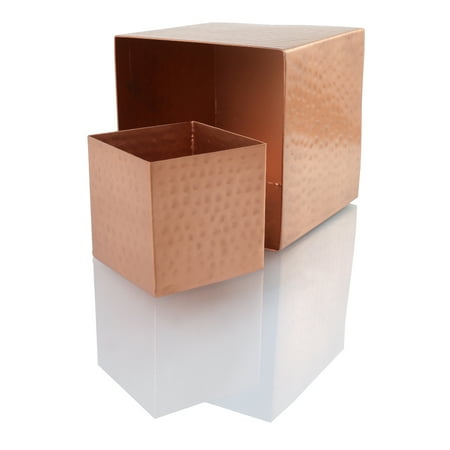 Copper Floor Vases Koyal Wholesale 4-Pack Hammered Copper Square Vases, 4 x4-Inch Centerpiece Copper Cube Vases ()