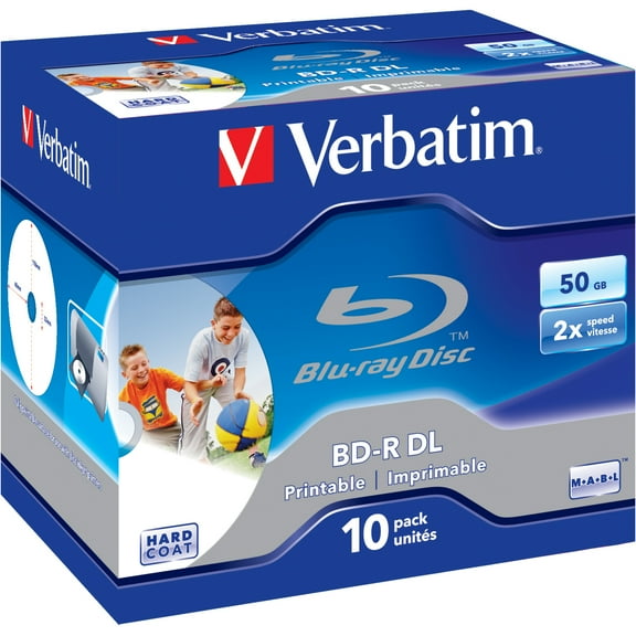 Verbatim 43736 Blu-ray Recordable Media, BD-R DL, 6x, 50 GB, 10