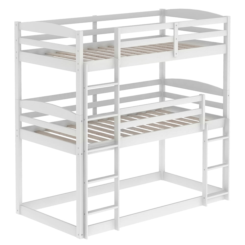 Kadyn Bunk Beds for Kids, Solid Wood Twin Triple Bunk Beds / Loft Bed for Kids/Adults, No Box Spring Needed-White