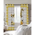 thumbnail image 4 of Gnomes Bees Blackout Curtains for Bedroom Living Room Darkening Curtains 84 Inch Length 2 Panels Set Spring Daisy Wooden Grain Yellow Plaid Window Curtain Window Treatment Grommet Drapes 42"x84", 4 of 9