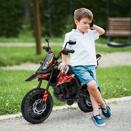 Qaba 12V Kids Motorcycle, Aprilia Licenced Electric Motorcycle for Kids with Training Wheels, Spring Suspension, LED Light, USB, Music, Red