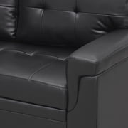 Naomi Home Perry Modern Leather Sectional Sofa with Storage Chaise-Color:Black,Fabric:Air Leather