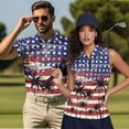 thumbnail image 2 of Jeiento American Flag Matching Couple Golf Shirts Trendy Sleeveless Golf Tank Tops Hawaiian Palm Tree Athletic Golf Wear Quick Dry Couple's Golf Apparel, Women's 2XL, 2 of 7