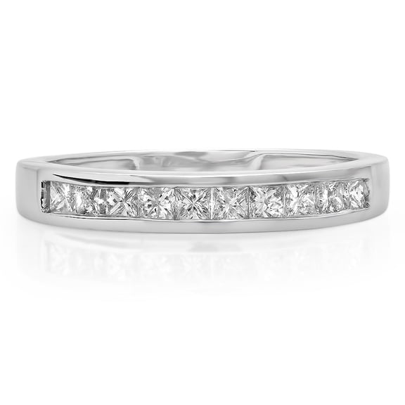Dazzlingrock Collection 1.15 Carat (ctw) 14K Princess Diamond Ladies Wedding Stackable Ring Band, White Gold, Size 4.5