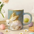 thumbnail image 6 of Easter Bunny Handmade Ceramic Coffee Mug, Cute Rabbit-Themed Tea Cup for Office and Home, Adorable Easter Gift Mug, Ceramic Construction, Microwave and Dishwasher Safe for Daily Use, 6*4.5in, Blue, 6 of 6