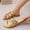 Gold, variant on Women's Metallic Open-Toe Casual Flats | Versatile Indoor & Outdoor Slip-On Shoes with Soft Support and Anti-Slip Rubber Outsole Gold