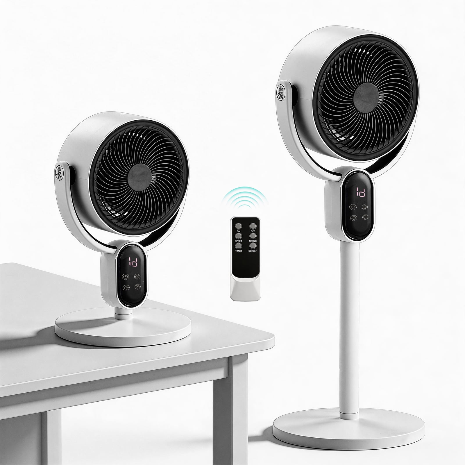 Circulation Fan, 40W 2 in 1 Air Circulator Fan with Remote Control, 3 Speed Levels, 12H Timer, Manual Vertical Adjustment, Automatic Horizontal Oscillation, LED Display & Remote Control