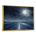 thumbnail image 3 of Designart 'Cloudy Full Moon Over Asphalt Road I' Nautical & Coastal Framed Canvas Wall Art Print, 3 of 5