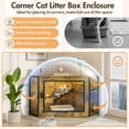 thumbnail image 6 of 48" Corner Cat Litter Box Enclosure, Modern Hidden Corner Cabinet with Acrylic Door and LED Light, Cat House with Playground and Stairs, Space-Saving for Living Room, Tiger, 6 of 10