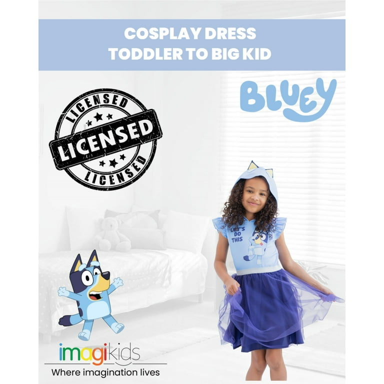 Transform this plain overall skirt wuth me to an amazing bluey themed