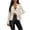 Beige, variant on Women's Stand Collar Sequin Jacket Casual Blazer with V Neck | Solid Color Chic Cardigan for Travel, Shopping, Street Style