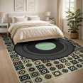 thumbnail image 3 of ODIKA 8'x10' Washable Area Rug Vinyl Cd Record Retro Vintage Music Spinning Grooves Concentric Disc Flowing for Living Room, Under Sectional, Family Room , Durable, Non-Slip, 3 of 7