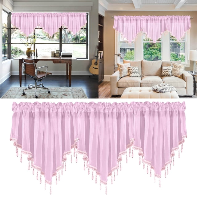 Cqxid Rideau à Moins de 10 $ 3 Pcs Rideau Uni Fini Rideau Draperie 51x24 Chambre Déco Maison Rideau Triangle Écran de Rideau Cuisine Rideau Court