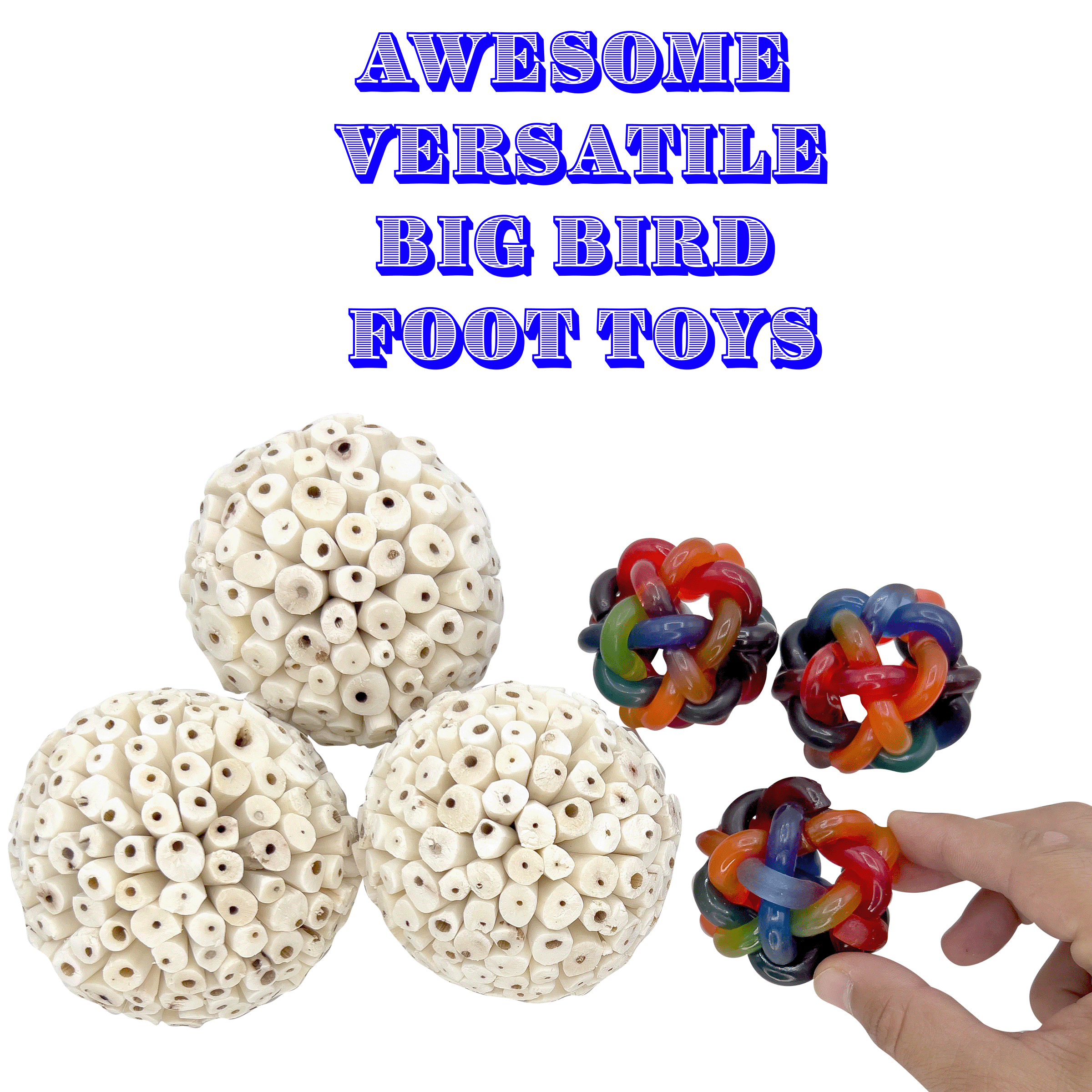 2146 Pk6 Big Nobby N Huge Sola Balls Mandarin Bird Toys by M&M - Natural Shredding