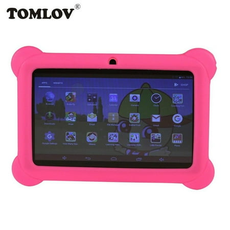Q88 Kids Android 7.1 OS t ablet 7" Display 1G RAM 8 GB ROM Light Weight Portable Kid-Proof Shock-Proof Silicone Case Kickstand Available with iWawa for Kids Education Entertainment (Pink)