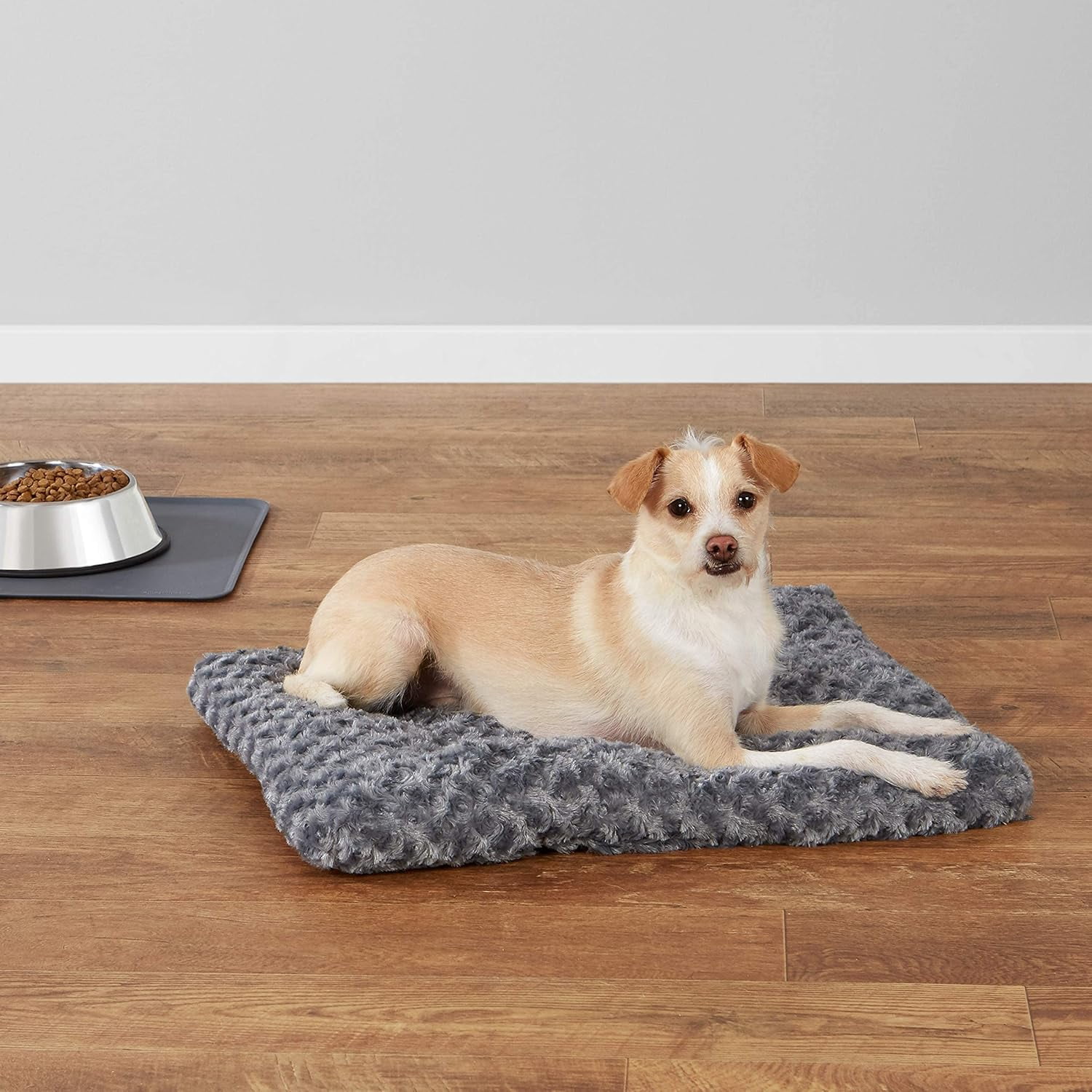Behome 36Inch Dog Bed for Small/Medium Dogs, Soft Plush Pet Crate Bed with Rose Velvet, Non Removable Machine/Hand Washable Bolster with Anti Slip & Scratch Resistant(Dark Gray)