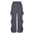 thumbnail image 5 of Bow Tie Wide Leg Pants for Womens Drawstring Elastic Waist Sweatpants Baggy Relaxed Fit Jogger Pants High Waisted Tummy Control Fleece Jogger Sweatpant with Pockets, 5 of 7