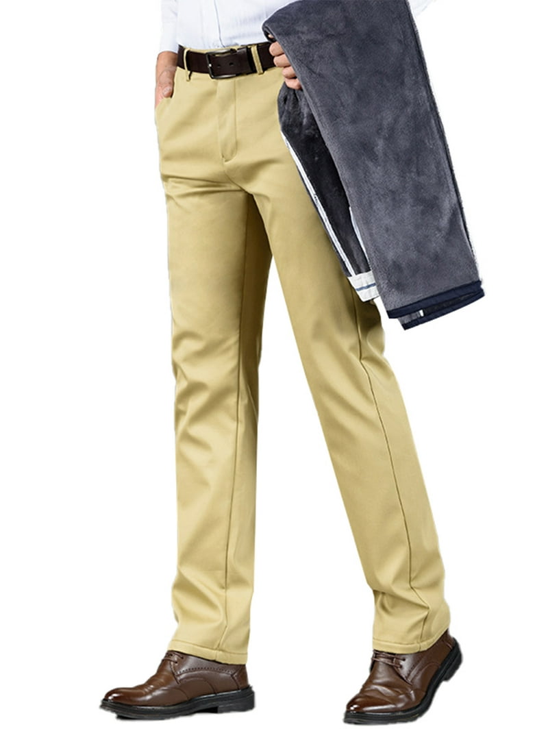 Men Thermal Plain Front Dress Pants Classic Winter Fleece Lined Insulated Pants for Travelling Business - Walmart.com Men Thermal Plain Front Dress Pants Classic Winter Fleece Lined Insulated Pants for Travelling Business - Walmart.com
