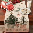 thumbnail image 2 of Merry Christmas Tree Dining Table Runner, Pink Xmas Balls Pine Needle Branches Burlap Kitchen Decoration, Winter Holiday Indoor Outdoor Home Decor Party Supply 13 x 72 Inches, 2 of 3