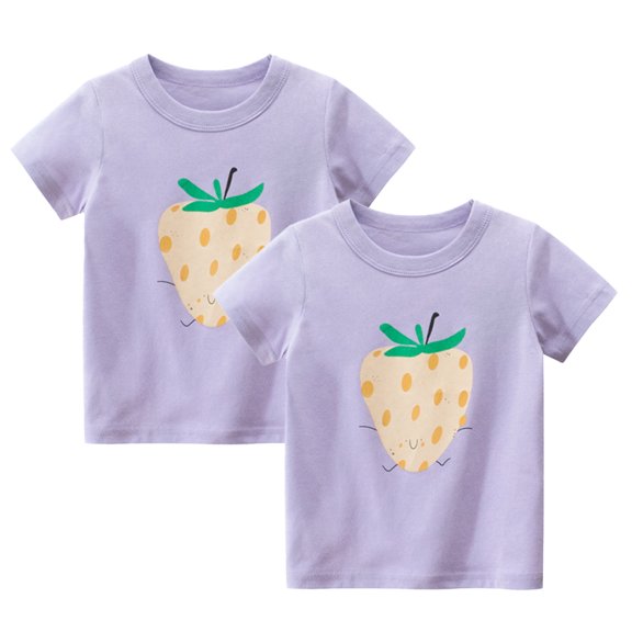 KYAIGUO Toddler Baby Girls Short-Sleeve T-Shirt Kids Summer Casual Cartoon Shirt Blouse 100% Organic Cotton Tees Shirt Tops for 1-8 Years Old