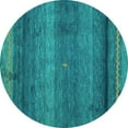 thumbnail image 1 of Ahgly Company Indoor Round Abstract Turquoise Blue Modern Area Rugs, 5' Round, 1 of 4