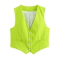 thumbnail image 2 of Pyhlmscde Women Buttons Vest Crop Vintage Sleeveless V Neck Elastic Chiffon Waistcoat, Waistcoat Vest for Women, Ladies Vest, Cropped Vest for Women, 2 of 2