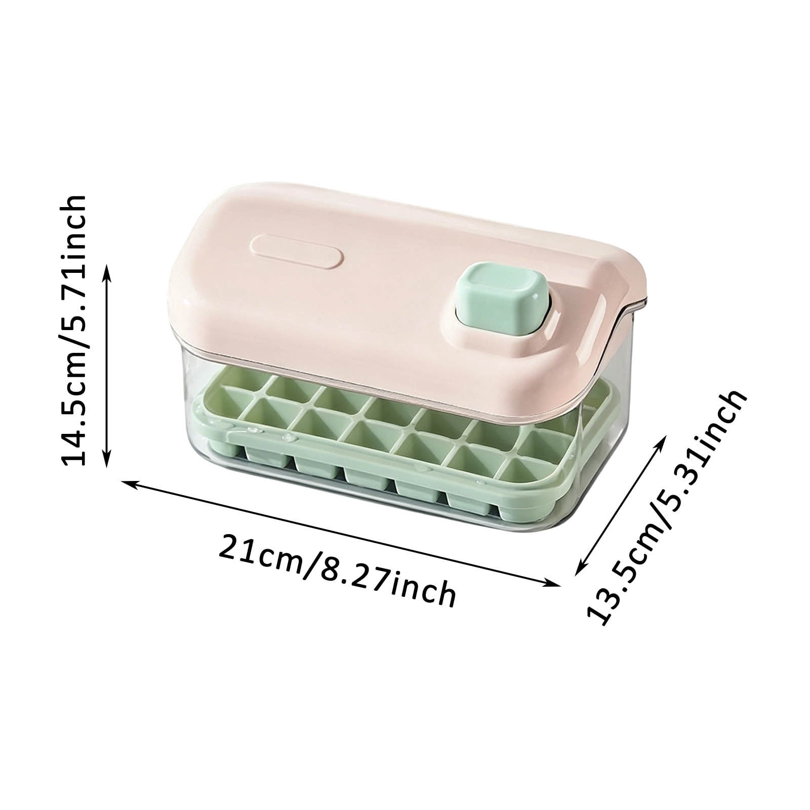 Press Buttom Ice Tray Easy Release Double-Layer Ice Cube Tray with Storage Box Reusable Silicone Ice Mold for Summer Home Bar Parties Outdoor