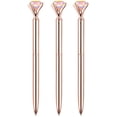 thumbnail image 1 of FlyFlise 3 PCS Upgraded Rose Gold Diamond Ballpoint Pens with Big Colorful Diamond Bling Metal, 1 of 6