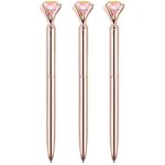amdohai Diamond Ballpoint Pens, 3 Pack, Black Ink, Rose Gold