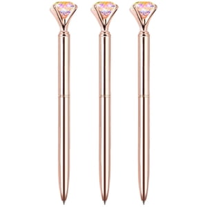 amdohai Diamond Ballpoint Pens, 3 Pack, Black Ink, Rose Gold