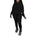 thumbnail image 1 of MAWCLOS Ladies Loose Fit Hoodies Jogger Set Running With Pockets Lounge Sets Black 2XL, 1 of 3