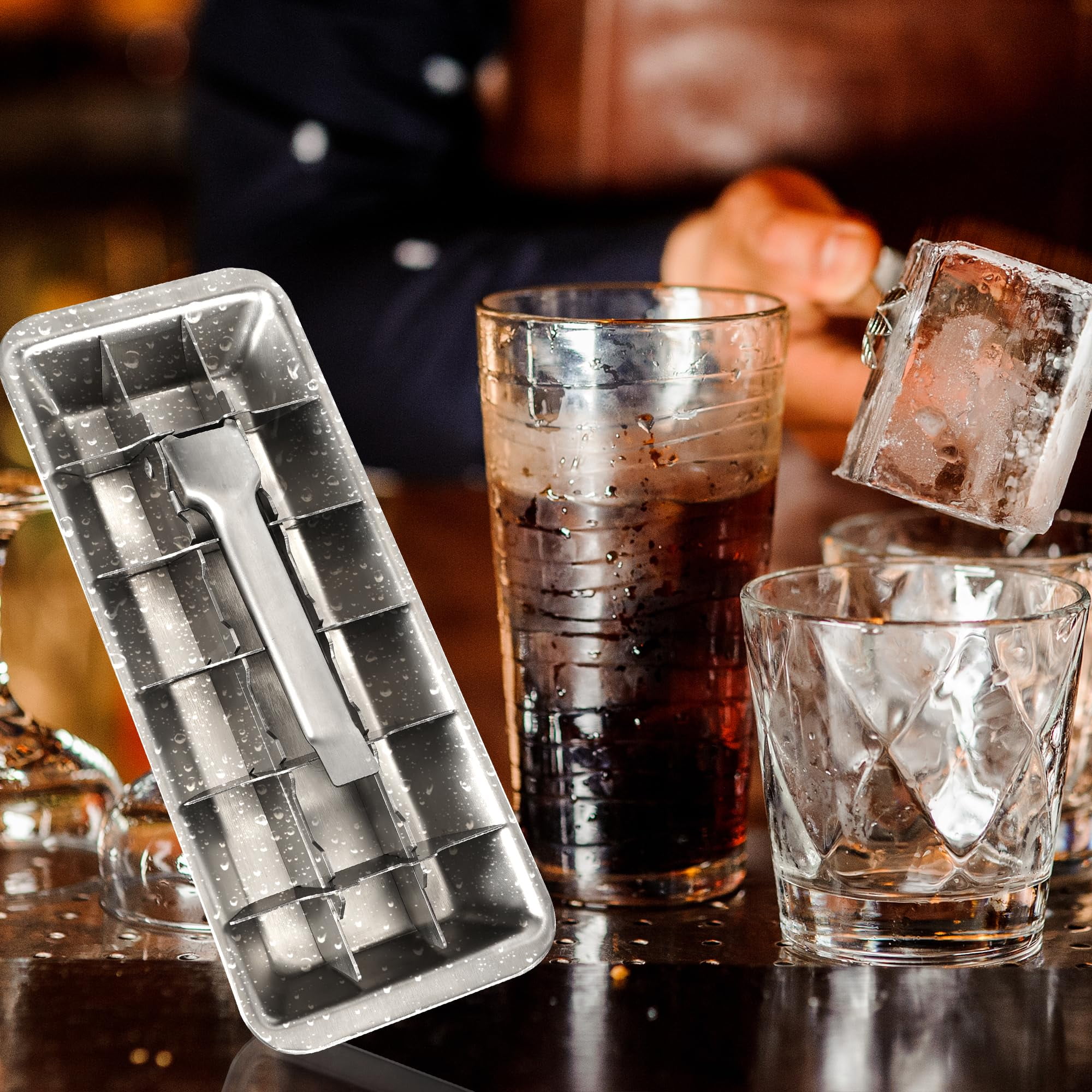 Vintage-Style Stainless Steel Ice Cube Tray with Lever, Easy-release 18-Slot Ice Cube Maker, Food-Grade Metal Freezer Mold for Baby Food, Juice, Veggies