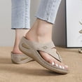 thumbnail image 6 of IUJSOY Womens Flip Flops Summer Wedge Shoes Cushion Footbed Boho Sandals Orthopedic Dress Slides, 6 of 9