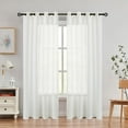 thumbnail image 1 of EcoNesxp 2 Panel Eyelet Off White Linen Tulle Curtain Panel with Grommets Country Style Curtain Trim Inch 54x95 Inch, 1 of 5
