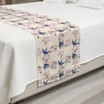 thumbnail image 2 of Romantic Bed Runner, Floral Bouquet and Swallow Birds Pattern, Decorative Accent Bedding Scarf for Hotels Homes and Guestrooms, Queen, Indigo Champagne, by Ambesonne, 2 of 2