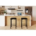 thumbnail image 2 of Modern Backless PU Leather Counter Height Bar Stools Set of 2 – 24" Upholstered Seats – Sturdy Metal Frame with Footrest – Easy Assembly – For Kitchen Island, Bar, Dining Room – Black, 2PC Set, 2 of 7