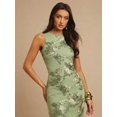 thumbnail image 6 of Mint Green 3D Floral Embroidered Sleeveless High Neck Fitted Maxi Dress, 6 of 7