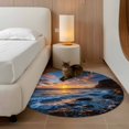 thumbnail image 2 of Round Rugs 4 Ft, Beach Reef Non Slip Area Rugs for Kitchen Bedroom Entryway, Beach Sunset Ocean Waves Natural Scenery Washable Carpet Runner Rug Floor Mats for Bedroom Home Decor, 2 of 8