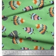 thumbnail image 3 of Soimoi Green Rayon Fabric Tribal Leaves Print Fabric by the Yard 58 Inch Wide, 3 of 3