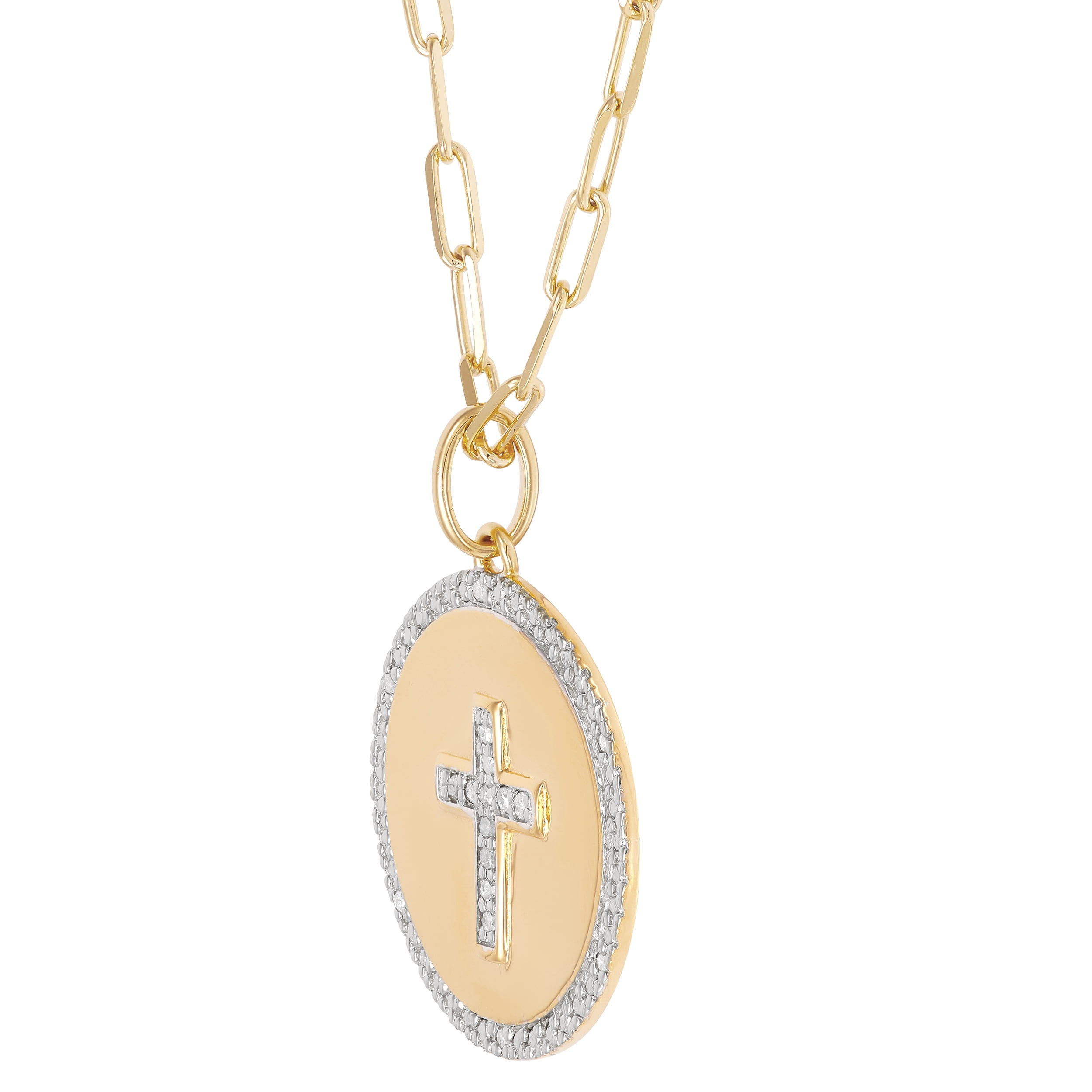 Brilliance Fine Jewelry .10 Carats Diamond Pendant in Sterling Silver and 14K Gold Plate,20"