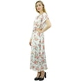 thumbnail image 1 of Bimba Women's Long Satin Maxi Drawstring Floral Kaftan Kimono White Gown - 6, 1 of 1