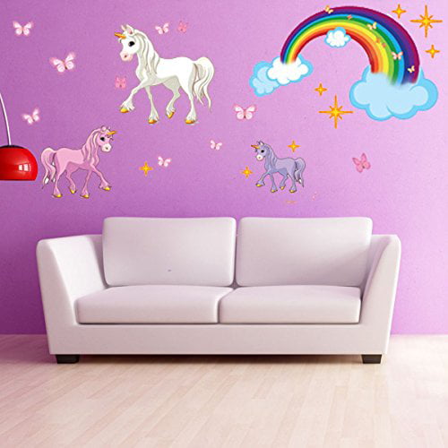 1pc Wall Sticker Rainbow Unicorn Wall Decal for Office Living Room