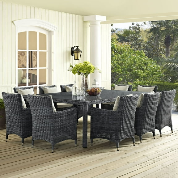 Modway Summon 90" Outdoor Patio Dining Table in Gray