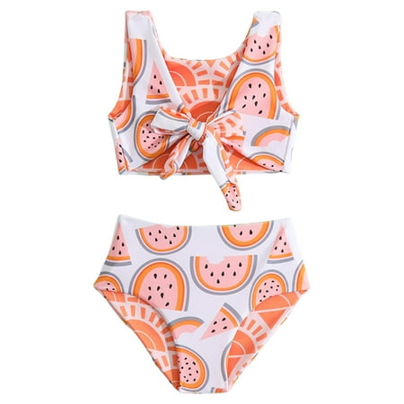 

Summer Toddler Girls Sleeveless Watermelon Printed Tops Shorts 2PCS Double Sided Swimwear Beachwear Swimsuit Bikini Baby Swim Clothes Kids Beachwears