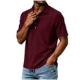 thumbnail image 2 of IhhxPro Men's Short Sleeve Collared Shirt with Button Detail Solid Color Button-Up Tee Casual Summer Lightweight Cotton Fit Office Golf S-2XL, 2 of 5