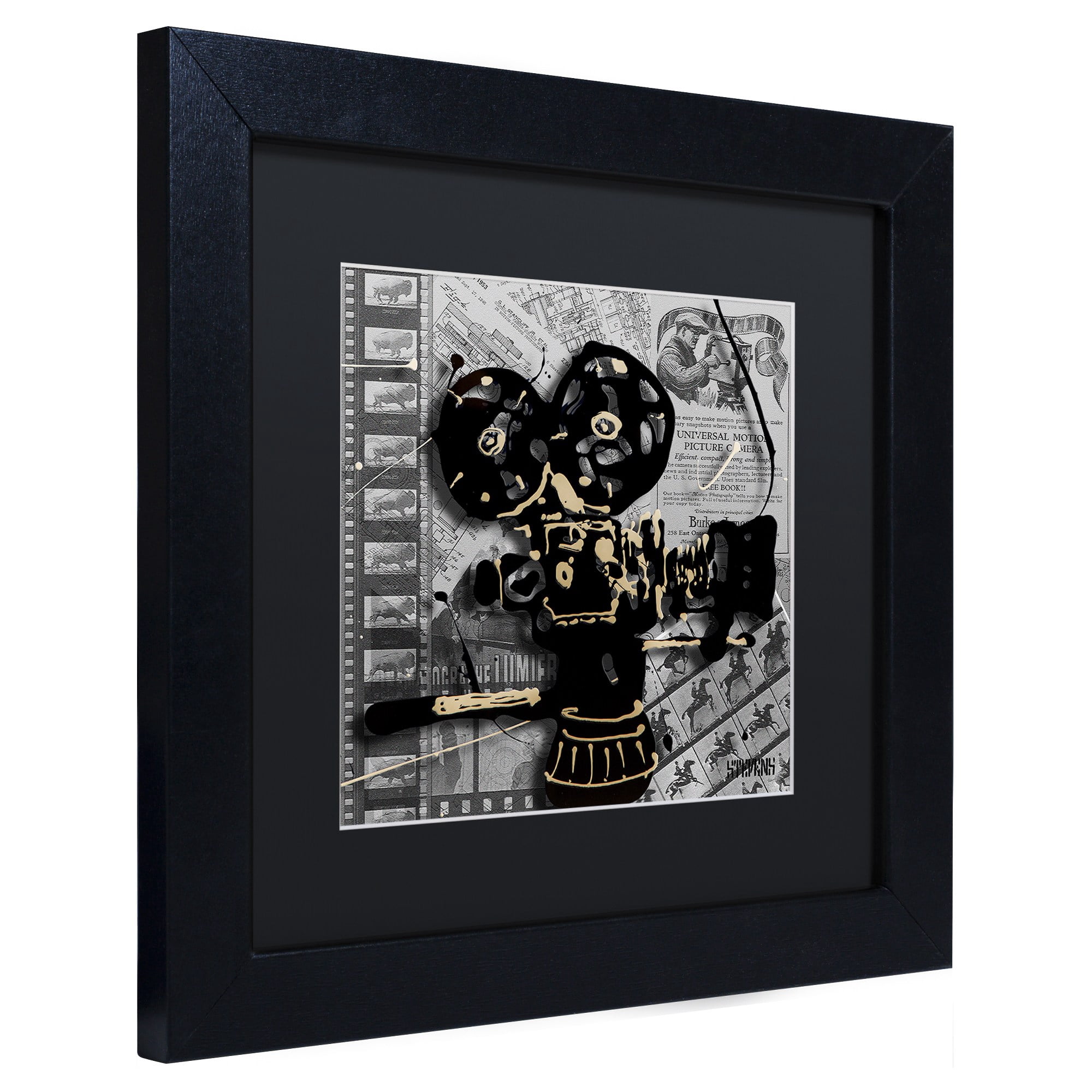 Trademark Fine Art "Movie Camera" Canvas Art by Roderick Stevens, Black Matte, Black Frame