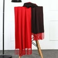 thumbnail image 4 of TEAJOPSUU Winter Warm Scarf for Women Soft Faux Wool Tassel Scarf Fashion Thermal Warps Colorful Long Shawl Large Scarves A-Red, 4 of 5