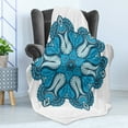 thumbnail image 4 of Mandala Soft Flannel Fleece Throw Blanket, Old Aged Artisan Occult Power with Tulip Petal and Crescent Moons Design, Cozy Plush for Indoor and Outdoor Use, 50" x 70", Blue, by Ambesonne, 4 of 5